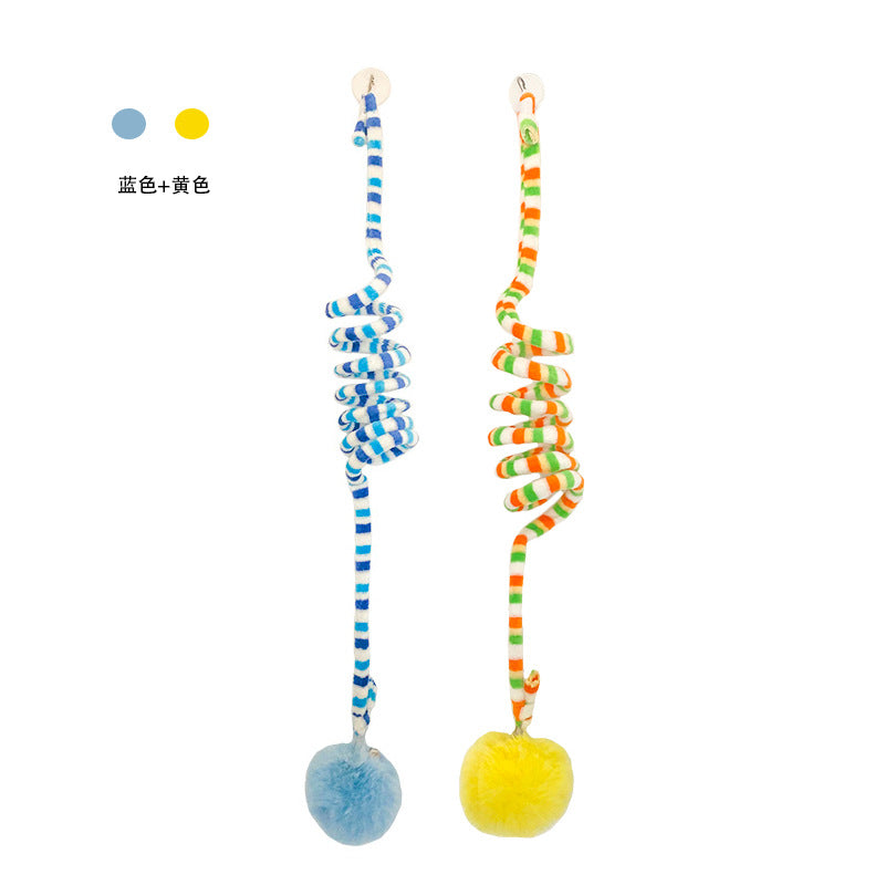 Hanging door cat toy swinging suction cup teasing cat toy kitten self-healing artifact cat elastic rope with bell ball