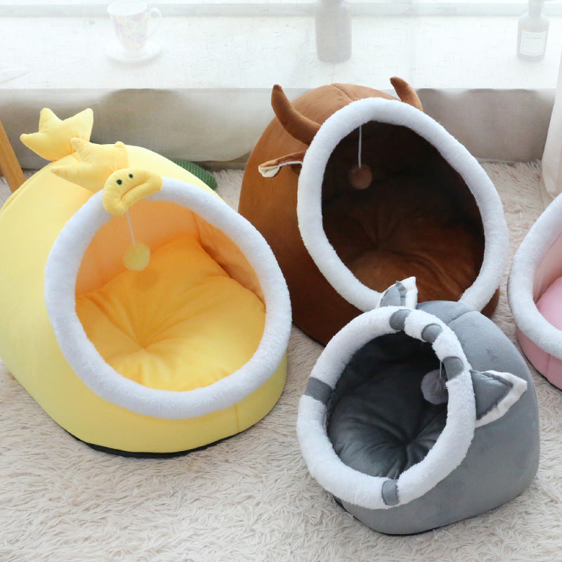 사계절 통용 고양이 모래 방풍 보온 견사 중소형 견사 3차원 만화 조형 고양이 모래 개 일상 매트