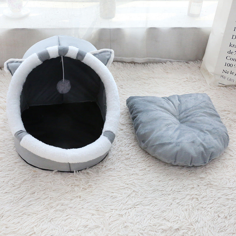 Four seasons universal cat litter windproof warm kennel small and medium-sized kennel three-dimensional cartoon shape litter cat and dog daily litter mat