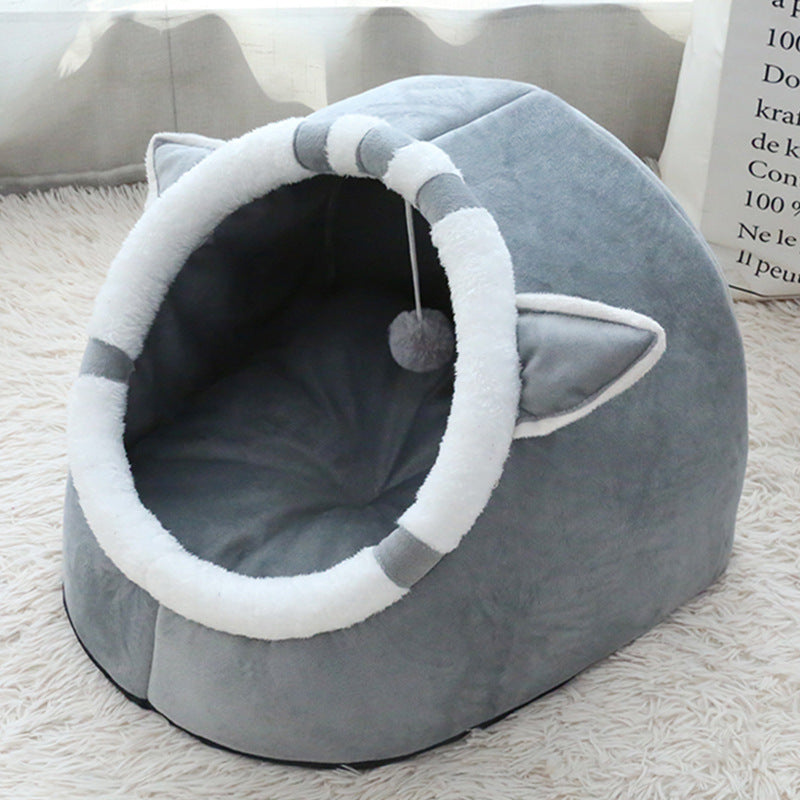 Four seasons universal cat litter windproof warm kennel small and medium-sized kennel three-dimensional cartoon shape litter cat and dog daily litter mat